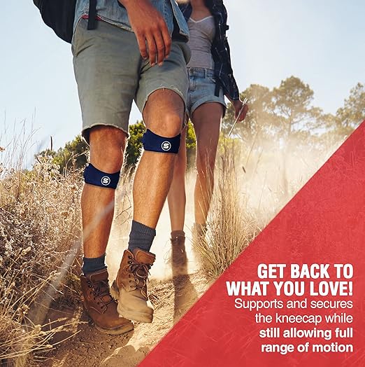 Sleeve Stars Swedish Brand Patellar Tendon Support Strap for Women & Men Effective Osgood Schlatter Knee Brace Youth & Kids Knee Brace with 3 Adjustable Length fits 12"-24" (Pair/Navy Blue/Adult)