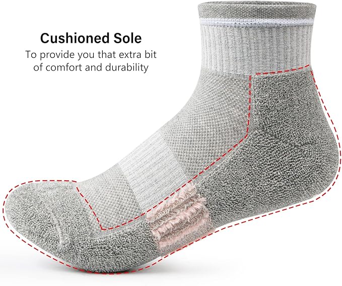Gonii Ankle Socks Womens Athletic Thick Cushioned Running Hiking Low Cut 5-Pairs