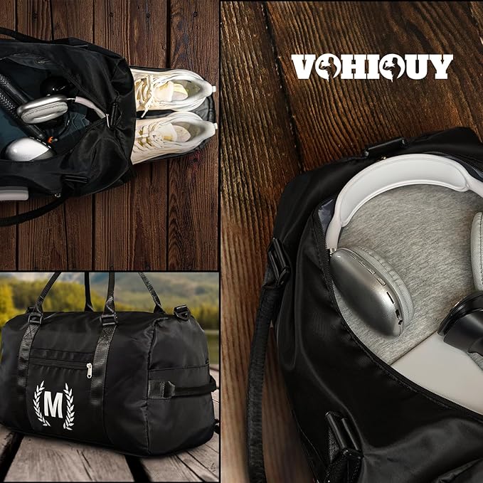 Gym Bag for Women & Men, Travel Duffle Bag with Wet Pocket & Shoes Compartment, Personalized Present for Men& women Teenager Girls Initial Birthday Gifts for Mom Dad Friends