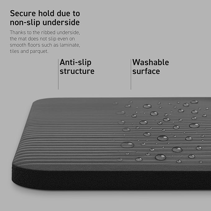 Yoga Mat Premium Non Slip Thick – Extra Comfortable Exercise Mat for Home Workouts, Pilates, Stretching & Gym – Cushioned NBR Foam, Gym Mat with Strap, for Women & Men