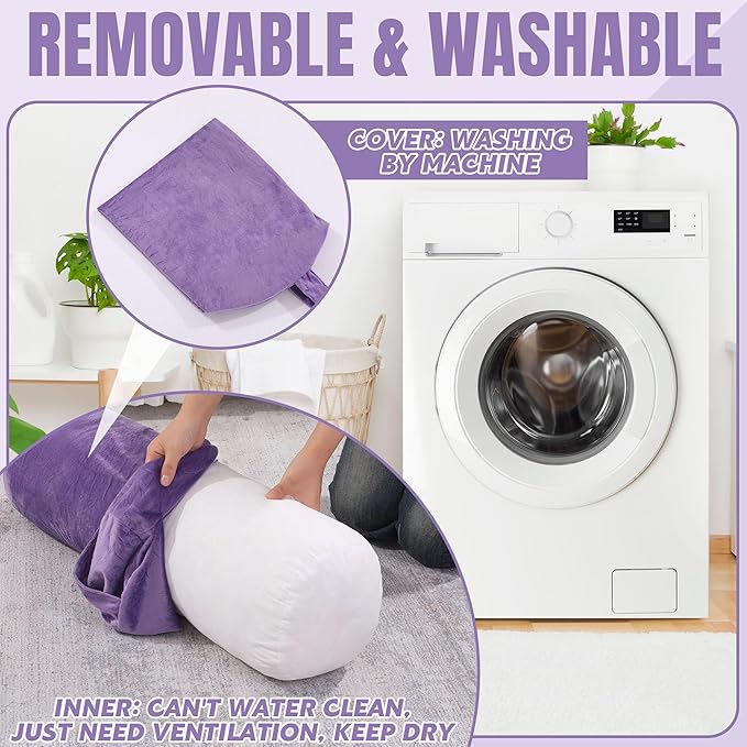 MABOZOO Round Yoga Pillow, Cylindrical Yoga Bolster Pillow with Washable Cover, Meditation Cushion Body Cushion for Practice, Restorative, Meditation