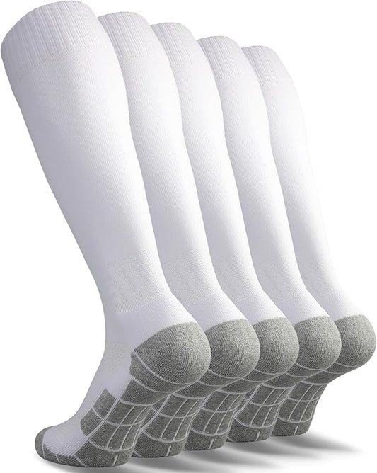 CWVLC Soccer Socks (1/3/5 pairs) Team Sport Knee High Socks for Adult Youth Kids