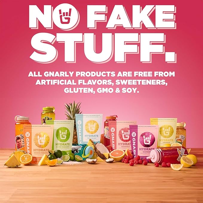 Gnarly Nutrition Hydrate Electrolyte Powder – Lemonade Exercise Hydration Drink Mix – NSF Sport Certified – Electrolyte Solution, Performance & Recovery – Lemonade, 14.10 oz