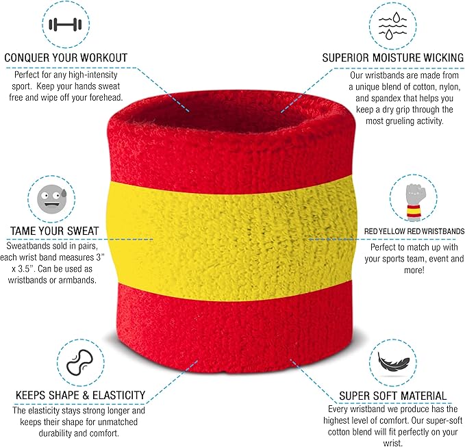 Suddora Striped Sweatband Set, Moisture Wicking 2 Wristbands and 1 Headband, Breathable Athletic Sweat Bands for Sports, Costumes & Cosplay, Matching Bands to Wear with Jersey