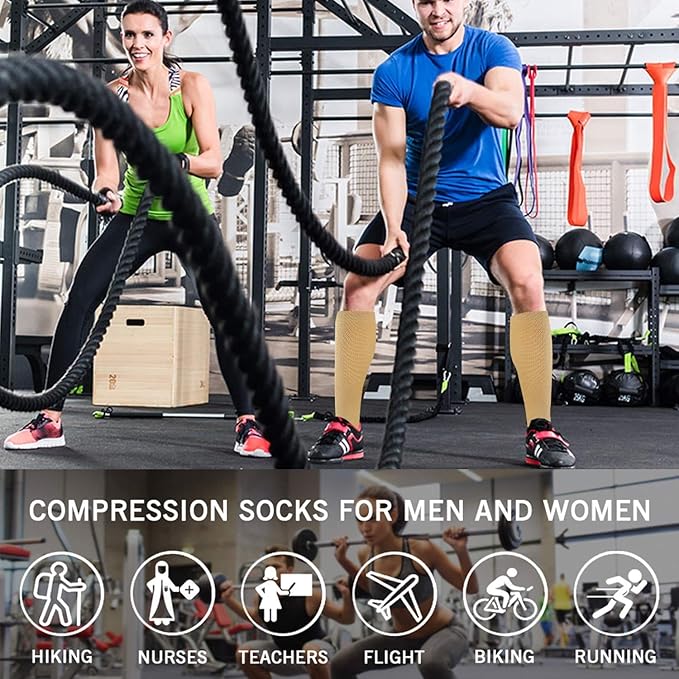 Graduated Copper Compression Socks for Men & Women Circulation 8 Pairs 15-20mmHg - Best for Running Athletic Cycling