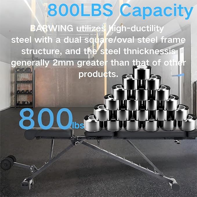 BARWING 2025 Upgraded Adjustable Weight Bench for Home Gym,800LBS,700LBS,Foldable Incline Workout Bench for Full Body Workout Easy Assembly