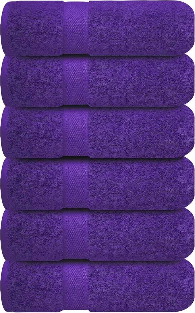 Infinitee Xclusives Purple Hand Towels for Bathroom - Set of 6 (16x28 inches) 600 GSM, 100% Cotton Ultra Soft, Quick Drying, Hotel Quality Hand Towel Set (Profound Purple)