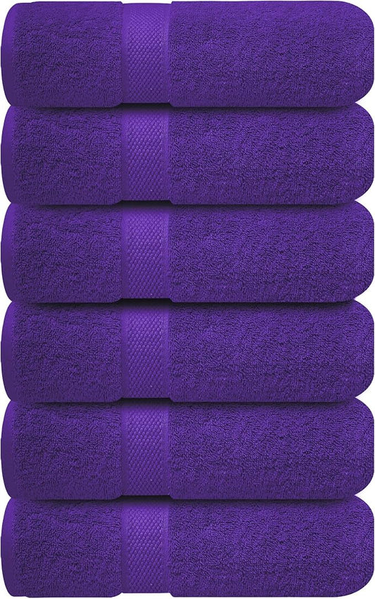 Infinitee Xclusives Purple Hand Towels for Bathroom - Set of 6 (16x28 inches) 600 GSM, 100% Cotton Ultra Soft, Quick Drying, Hotel Quality Hand Towel Set (Profound Purple)