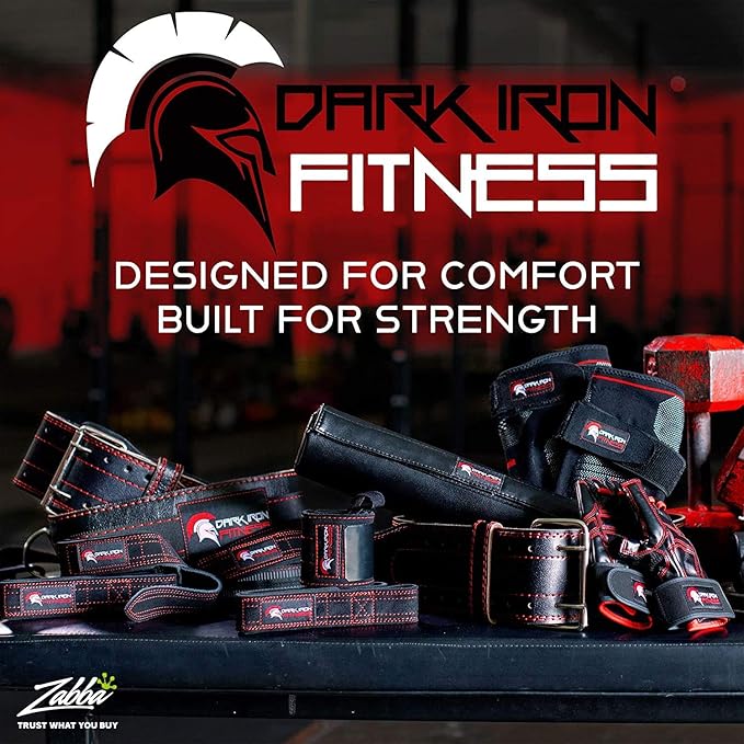 Dark Iron Fitness Weightlifting Leather Suede Lifting Wrist Straps Bundle for Men and Women Wraps Weight for a Heavy Powerlifting Grip Hooks with Padded Support