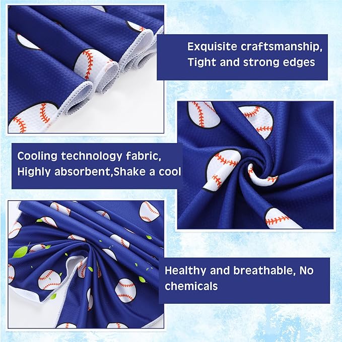 12 Pcs Cooling Towel 40 x 12 Inch Basketball Baseball Football Volleyball Soccer Softball Microfiber Fast Drying Towel for Gift Women Men