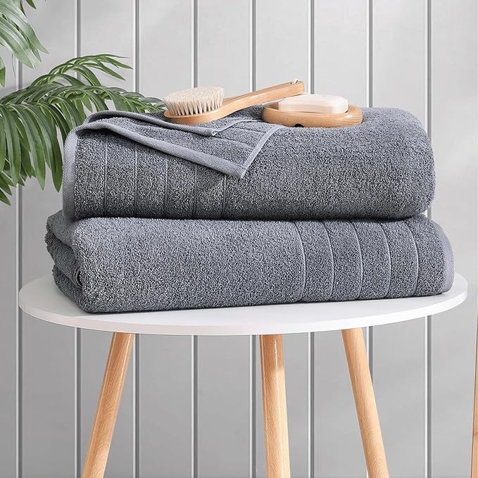 Casa Platino Bath Sheet Towels, 4 Pack 36"x72" 100% Ring Spun Cotton, Lightweight, Absorbent, Quick Dry - Cool Grey