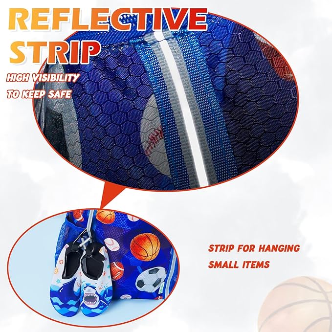 WAWSAM Kids Gym Drawstring Backpack String Bag, Ball Sports Gym Bag for Kids Boys Waterproof Swimming Beach String Cinch Backpack with Two Water Bottle Pocket