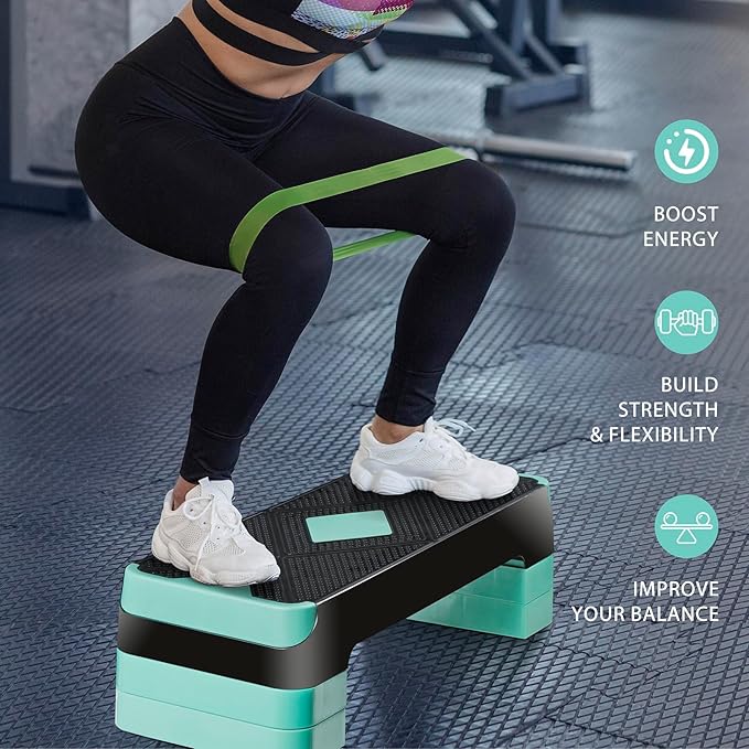 ZENY 26.5" Aerobic Step Platform, Adjustable Exercise Workout Stepper with Stackable Risers, Step Up Steppers for Exercise at Home, Fitness Equipment for Home Gym