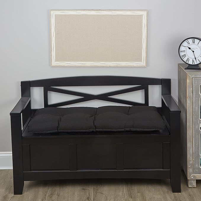 Klear Vu The Gripper Omega Non-Slip Tufted Bench Cushion for Indoor Furniture, Assembled in USA, Entryway Storage, Bay Window, Corner Nook or Piano Seat, 30 Inches, Solid Black