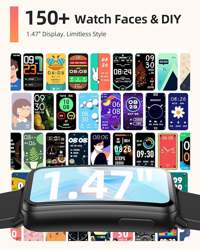 Parsonver 5ATM Waterproof Fitness Tracker, Swimming Smart Watch with Step Counter, Stopwatch, Pedometer, 24/7 Heart Rate/Blood Oxygen/Sleep Monitor, 110+ Sports Mdoes, Smartwatch for Men Women, Black