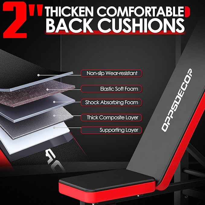 OPPSDECOR 660lbs 6 in 1 Weight Bench Set with Squat Rack Adjustable Workout Bench with Leg Developer Preacher Curl Rack Fitness Strength Training for Home Gym