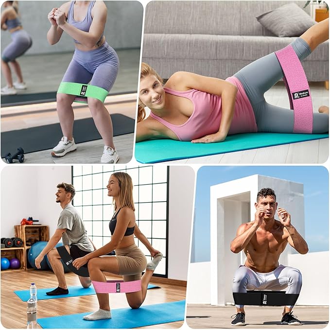 Fabric Resistance Bands Set – Booty Bands for Legs & Glutes, 3 Resistance Levels, Non-Slip Workout Bands for Women & Men, Ideal for Yoga, Pilates, Fitness, and Home Workouts