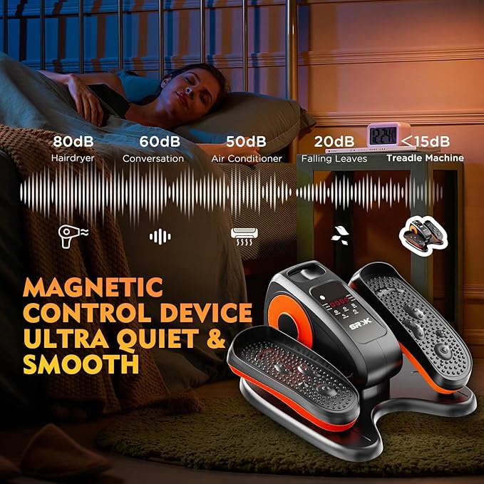 Under Desk Elliptical Machine, Electric Ellipse Leg Exerciser As Seen On TV with 12 Speed for Seniors,Portable Foot Leg Exerciser, Mini Seated Pedal Exerciser for Home Office