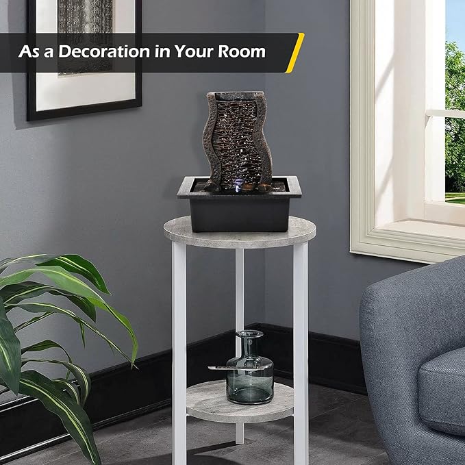 Dyna-Living Water Fountains Indoor Tabletop Water Fountain with LED Lights Feng Shui Waterfall Fountain for Modern Home Decor Office Living Room Decoration