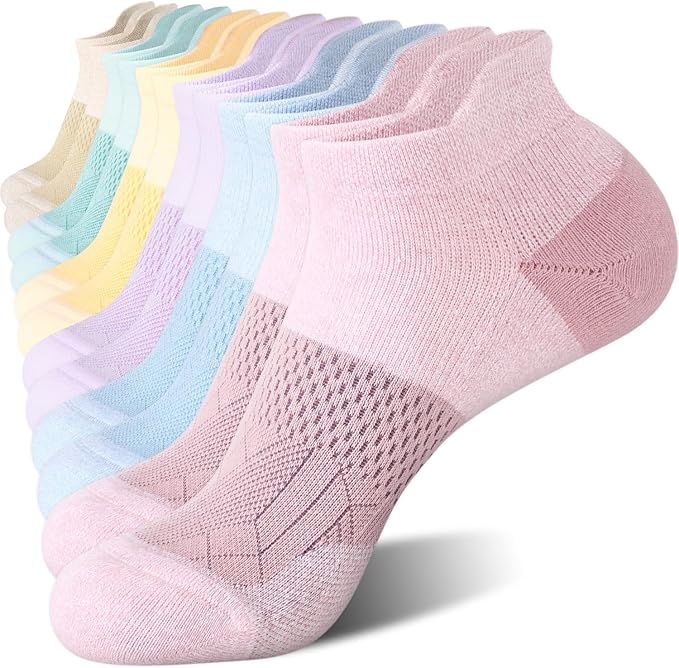 FITRELL 5-6 Pairs Ankle Running Socks for Women Athletic Cushioned Low Cut Tab Sports Socks