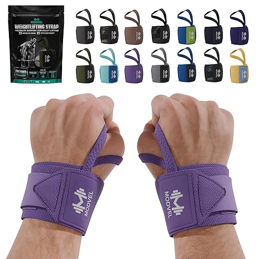 Modvel Adjustable Wrist Wraps for Gym & Lifting – Thick, Breathable Support Straps for Wrist Stability, Comfort & Grip – Ideal for Weight Training, CrossFit & Gym Workouts – Lavender (2-Pack)
