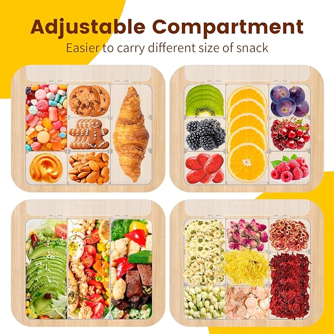 AQSXO 3 Pcs Snack Box Container, 9 Compartments Snack Containers Reusable Meal Prep Lunch Containers.