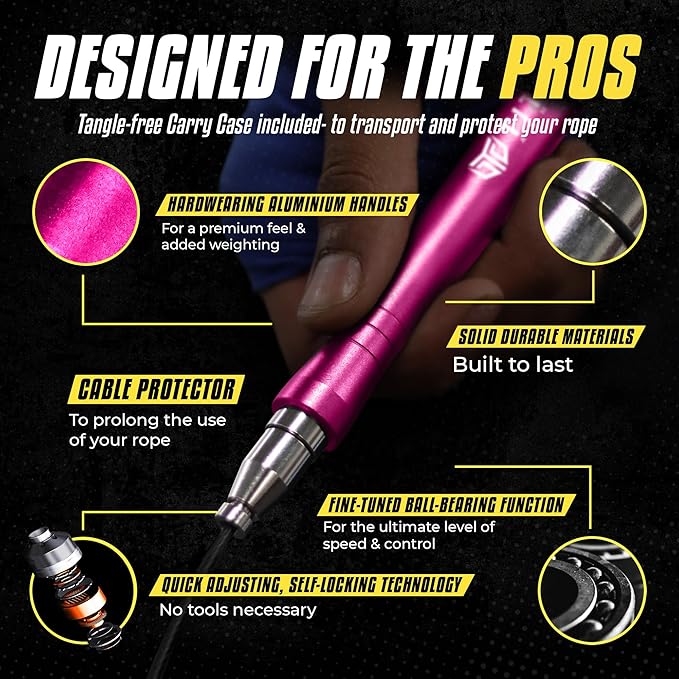 Titan Armour® Speed Rope - Professional Self-Locking & Adjustable, Adult Speed Jump Rope | 2 x Steel Ropes, Cable Protector & Travel Case | Jump Rope Crossfit, Boxing, Fitness MMA for Men & Women