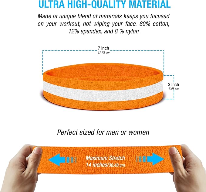 Suddora Striped Sweatband Set, Moisture Wicking 2 Wristbands and 1 Headband, Breathable Athletic Sweat Bands for Sports, Costumes & Cosplay, Matching Bands to Wear with Jersey