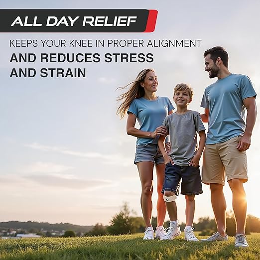 Sleeve Stars Swedish Brand Patellar Tendon Support Strap for Women & Men Effective Osgood Schlatter Knee Brace Youth & Kids Knee Brace with 3 Adjustable Length fits 7"-15" (Single/Beige/Kids)