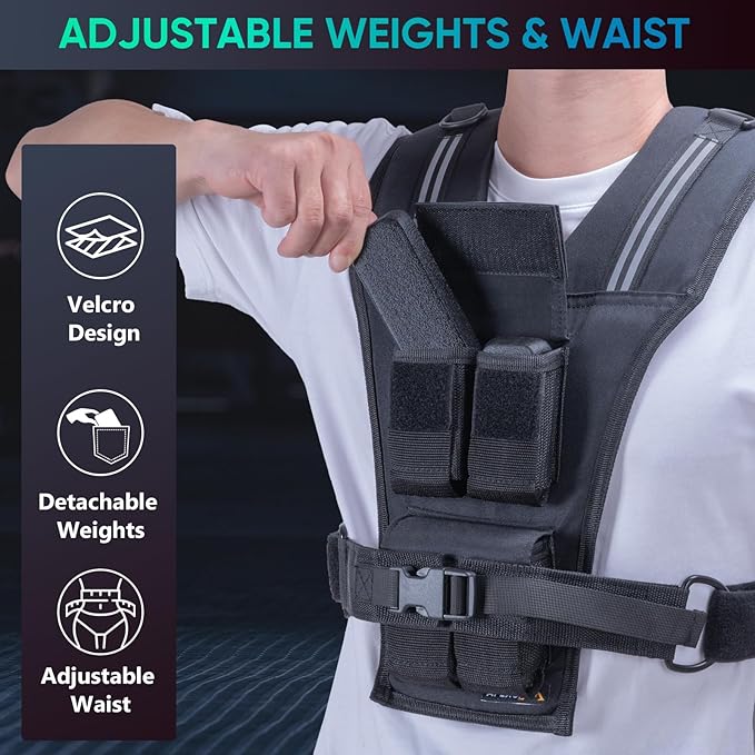 APEXUP Adjustable Weighted Vest Men 20lbs/30lbs/40lbs Weights with Reflective Stripe, Weight Vest Woman Workout Vest for Strength Training Running Walking