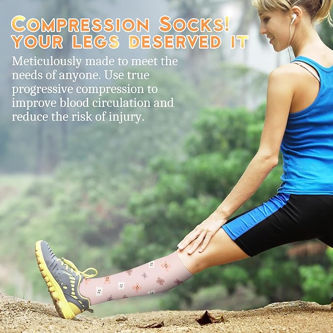 Compression Socks for Women & Men 15-20 mmHg, Best for Medical, Nursing, Running, Athletic, Varicose Veins, Travel