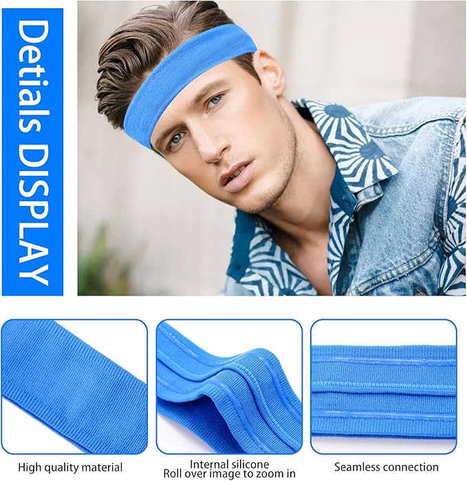 Workout Headbands Non Slip Headband Sport Headbands Sweatbands Elastic Sport Hair Bands for Sports Travel Indoor Fitness Gym