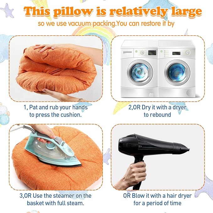 Fumete 16 Pcs 16 Inch Round Floor Cushions for Kids and Toddlers, Flexible Seating Classroom Furniture Floor Pillow for Home, Daycare, Preschool, Yoga and Meditation (Novel)