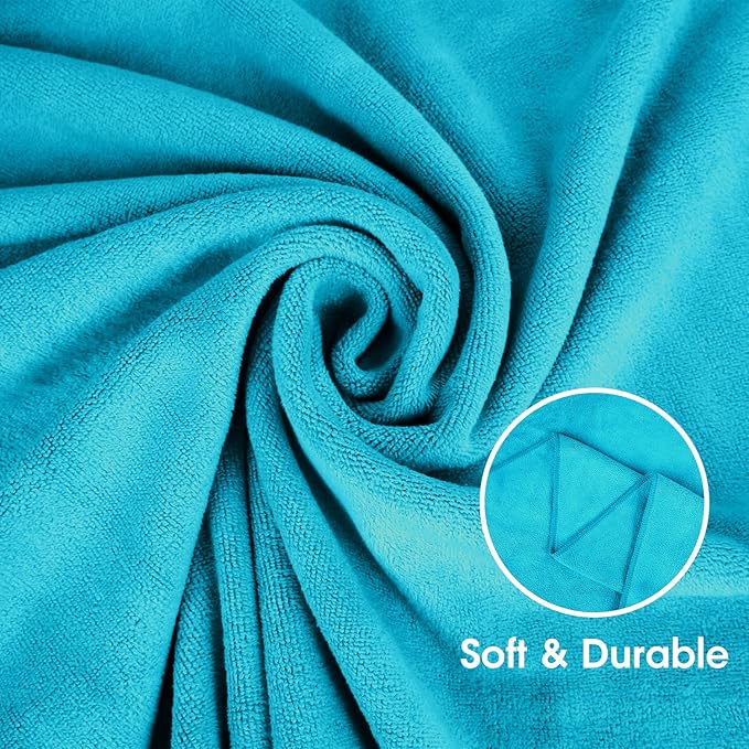 JML Bath Towels, Large Microfiber Towel Set 2 Pack (30" x 60") - Soft, Absorbent, Quick Drying, Use for Hair Wrap, Fitness, Sport, Yoga, Teal