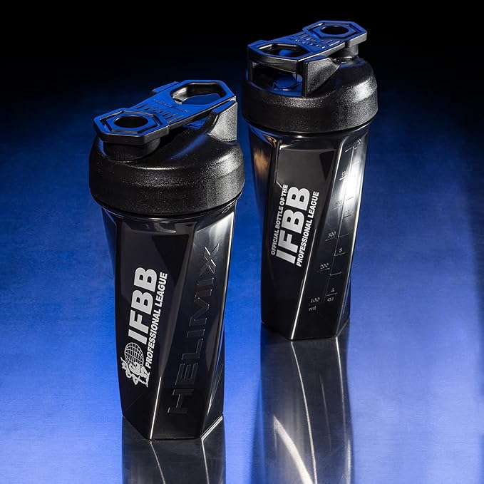 HELIMIX 2.0 IFBB Officially Licensed Vortex Blender Shaker Bottle Holds upto 28oz | No Blending Ball or Whisk | USA Made | Portable Pre Workout Whey Protein Drink Shaker Cup | Mixes Smoothies Shakes