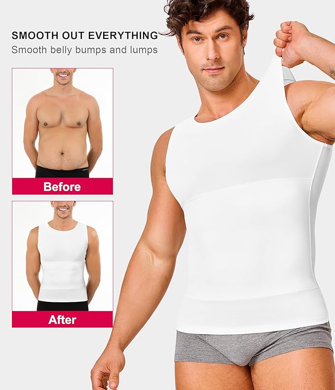 Gotoly Men Compression Shirt Shapewear Slimming Body Shaper Vest Undershirt Tummy Control Tank Top