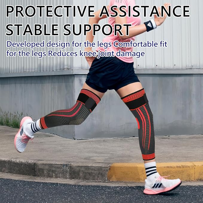 Full Leg Compression Sleeves 2 Pack Long Knee Support for Men and Women for ACJ, Meniscus Tear, Arthritis