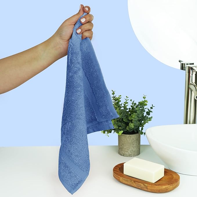 Chakir Turkish Linens | Hotel & Spa Quality 100% Cotton Premium Turkish Towels | Soft & Absorbent (Personalized 3-Piece Towel Set, Wedgewood)