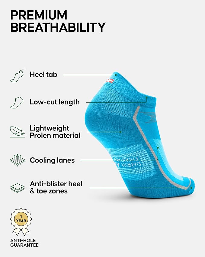 DANISH ENDURANCE Low-Cut Athletic Socks, Moisture Wicking, Men & Women, 3-Pack