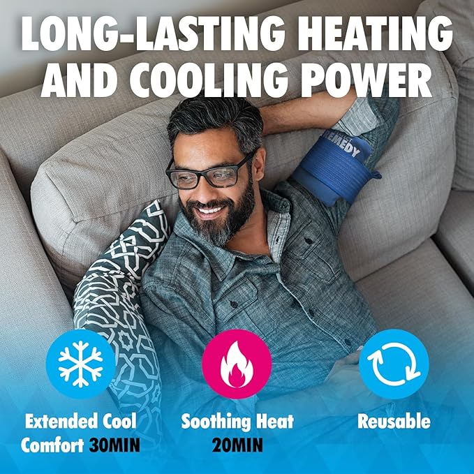 Perfect Remedy 2-Pack Gel Ice Packs for Injuries with Strap Cover, Flexible Hot Cold Compress, Soothing Soft Ice Packs for aid in Injuries Conditions, Alternative to Hot Water Bottles (Blue, Regular)