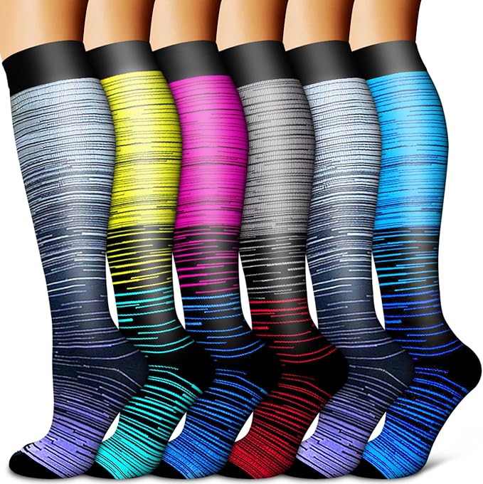BLUEENJOY Copper Compression Socks for Women & Men (6 pairs) - Best Support for Nurses, Running, Hiking, Recovery