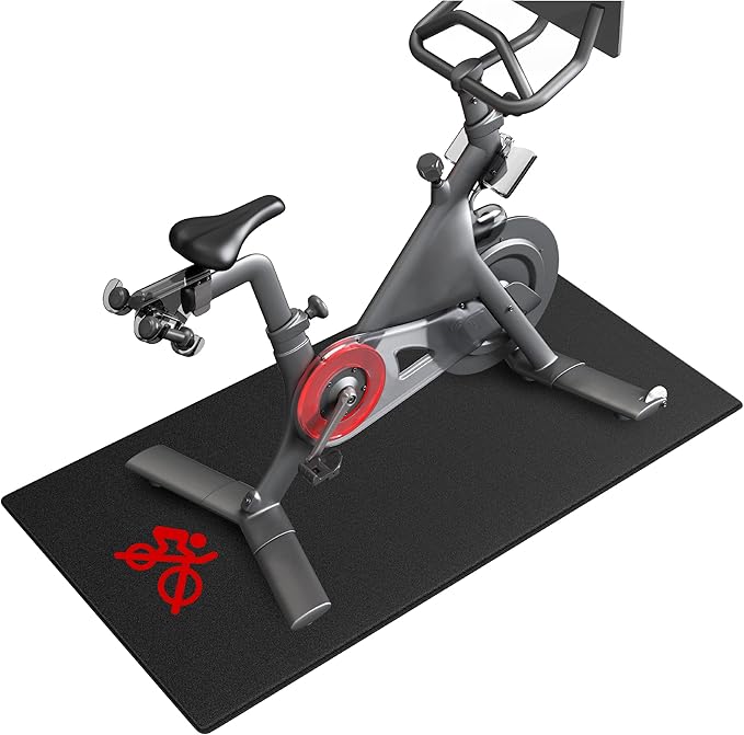 Bike Trainer Mat Compatible with Peloton Bike, for Treadmill & Row, THK 6mm, Under Mat Protect Hardwood Floor Carpet, Trainer Accessory for Indoor Stationary Exercise Bicycle