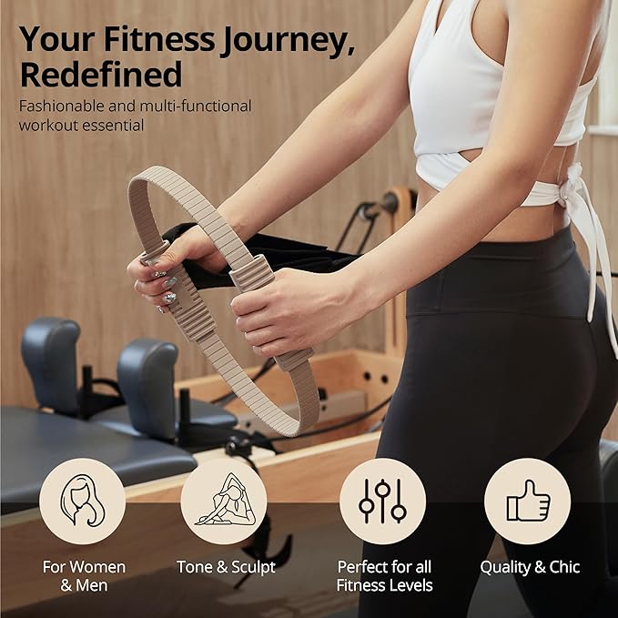 Build & Fitness Pilates Ring – 13.5 inch Magic Circle for Toning Thighs, Core, and Arms – Lightweight, Durable Silicone & Fiberglass Construction for Modern Home, Studio & Travel Workouts