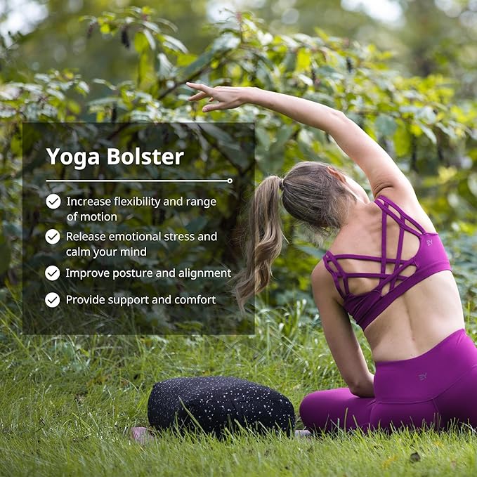 Everyday Yoga Premium Bolster, Meditation Pillow, Super Soft & Lightweight with Carry Handle - Firm Support for Restorative Yoga, Multi-color