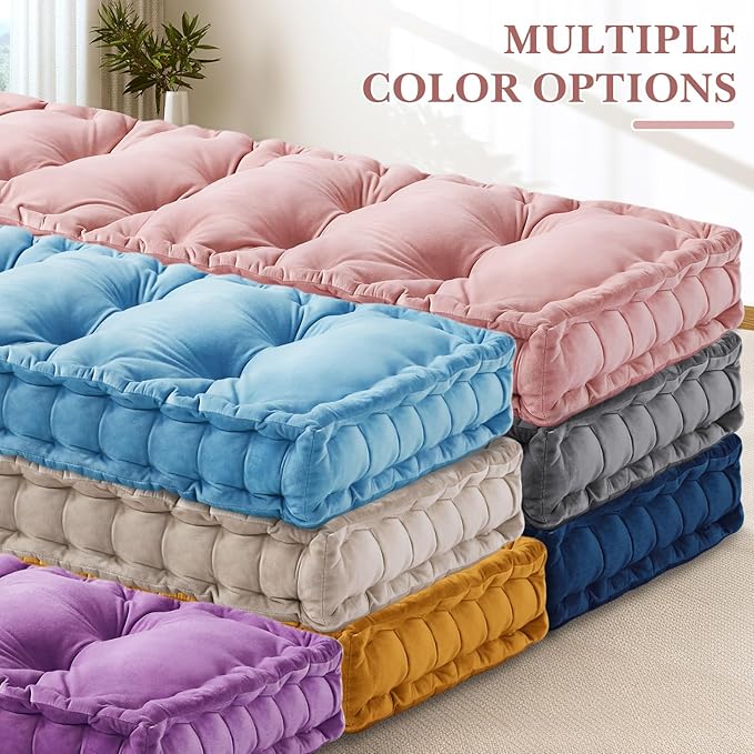 Bench Cushions for Indoor Furniture 42x16 in Velvet Kitchen Dining Piano Window Seat Cushion, Tufted Patio Porch Swing Thicken Bench Pad Memory Foam(Pink)