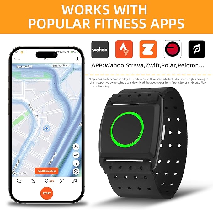 EZON C022Pro Heart Rate Monitor Armband with ANT+ & Bluetooth, LED HR Zone Indicator Lights,3ATM Waterproof, Adjustable Arm Strap for Running Cycling Gym, Compatible with Peloton/Wahoo/Strava