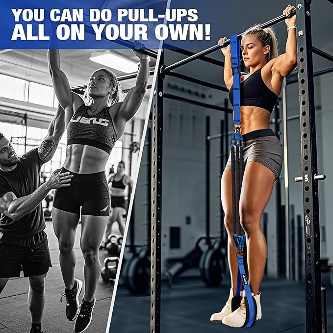 Pull Up Assistance Bands, Pull Up Bar Resistance Bands, Pull Up Bands for Enhanced Strength Training, Muscle Training, 3 Heavy-Duty Adjustable Pull Up Assist Strap & Comfortable Foot Strap