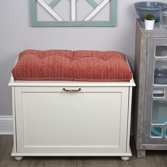 Klear Vu The Gripper Omega Non-Slip Tufted Bench Cushion for Indoor Furniture, Entryway Storage, Bay Window, Corner Nook or Piano Seat, 27 Inches, 20 Clay