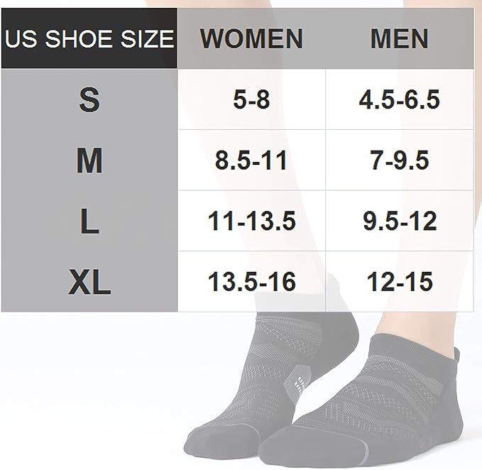 CS CELERSPORT 6 Pack Men's Running Ankle Socks with Cushion, Low Cut Athletic Tab Socks