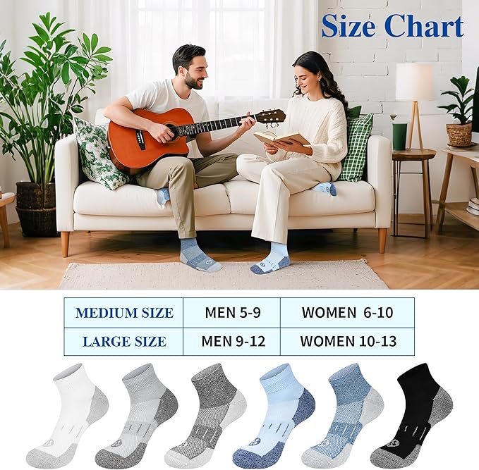 Diabetic Socks for Men,6 Pairs Ankle Mens Diabetic Socks,Diabetic Neuropathy Socks for Men 9-12
